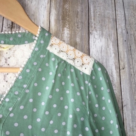 Matilda Jane Enticing Eyelet Green Polka Dot Blouse - Picture 5 of 8